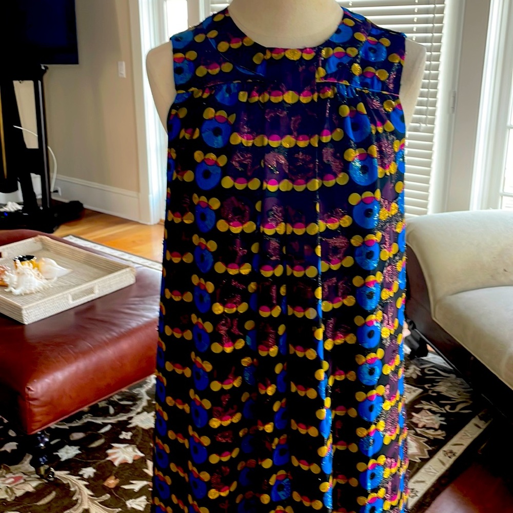 Anna Sui shift dress, metallic detail in fabric, never worn